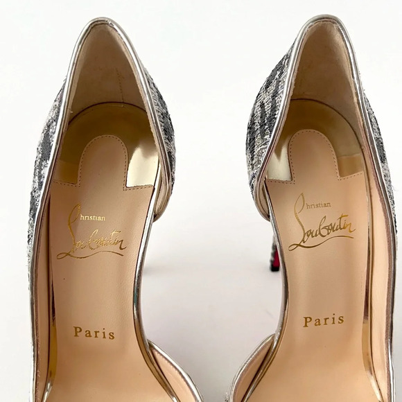 CHRISTIAN LOUBOUTIN | Iriza Lurex Gigi Specchio Black Silver Leopard Glitter 8 - Picture 5 of 14